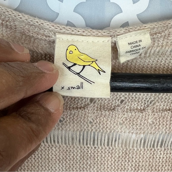 EUC Anthropologie Yellow Bird Tan Carolina Open Knit Poncho Sweater - Picture 9 of 10